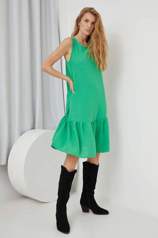 Λινό φόρεμα Answear Lab X limited collection BE SHERO πράσινο