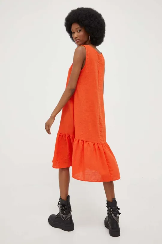 Answear Lab sukienka lniana pomarańczowy