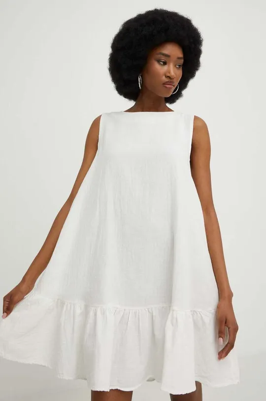 λευκό Λινό φόρεμα Answear Lab Γυναικεία