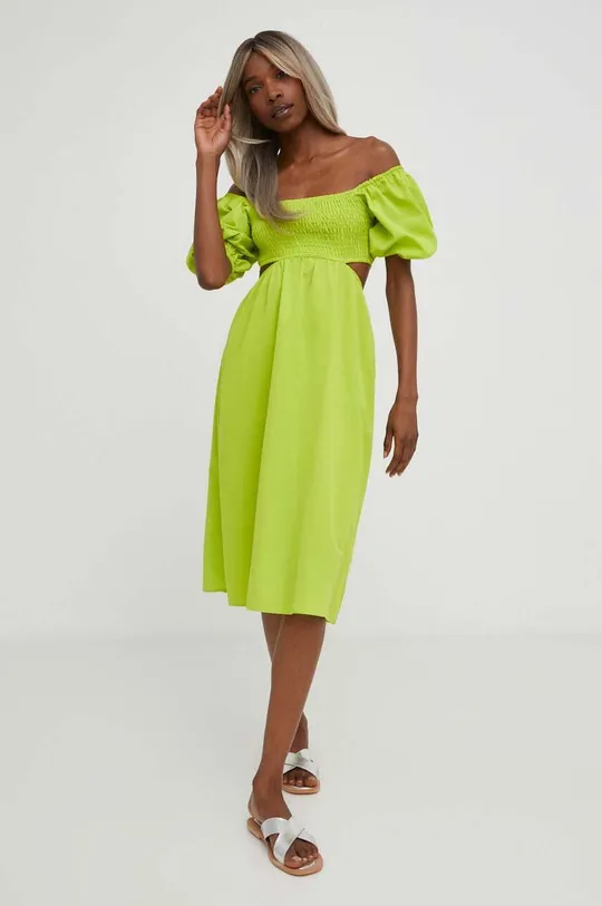 Βαμβακερό φόρεμα Answear Lab X limited collection BE SHERO πράσινο
