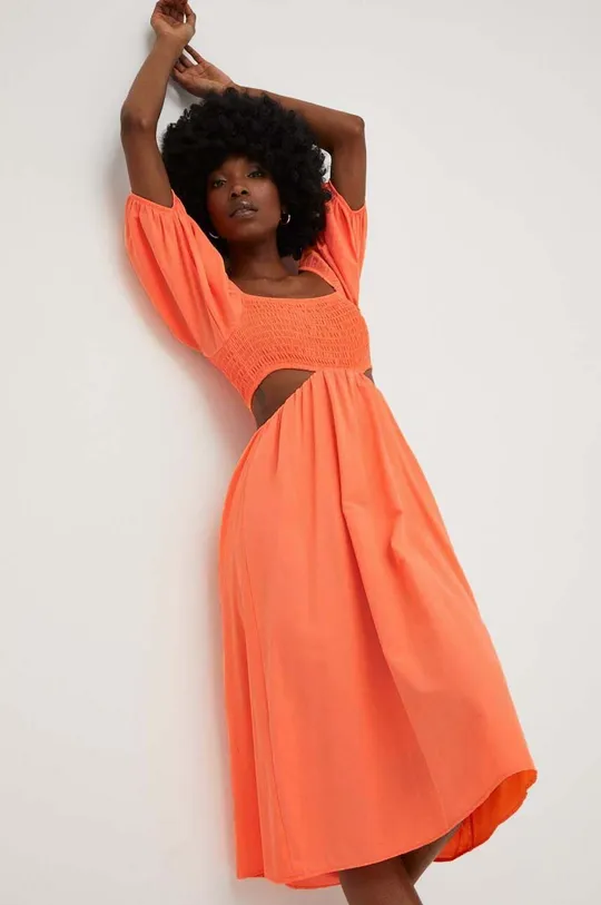 pomarańczowy Answear Lab sukienka bawełniana Damski