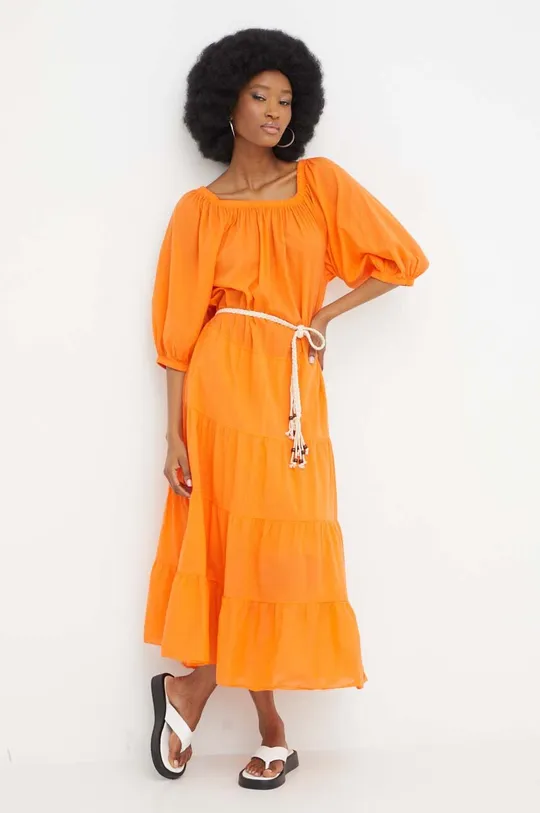 Βαμβακερό φόρεμα Answear Lab πορτοκαλί