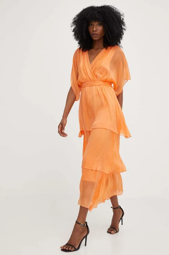 πορτοκαλί Φόρεμα με μετάξι Answear Lab Γυναικεία