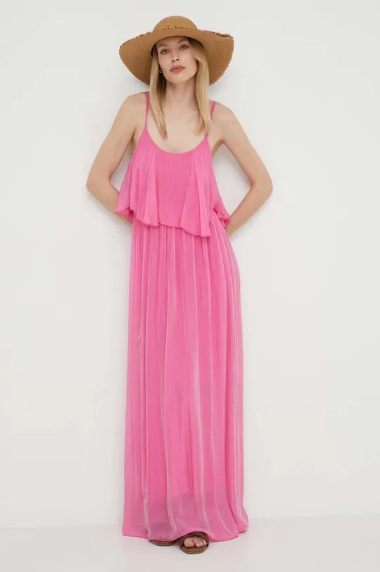 ροζ Φόρεμα με μετάξι Answear Lab Γυναικεία