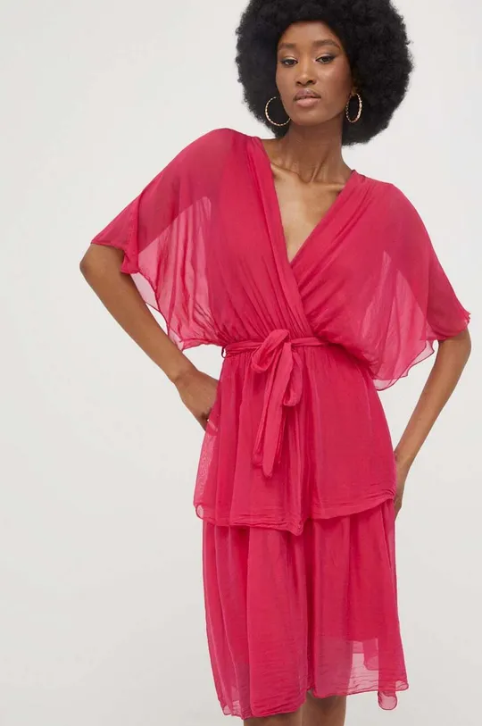 ροζ Φόρεμα με μετάξι Answear Lab Γυναικεία