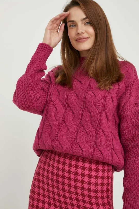 Vlnený sveter Answear Lab ružová