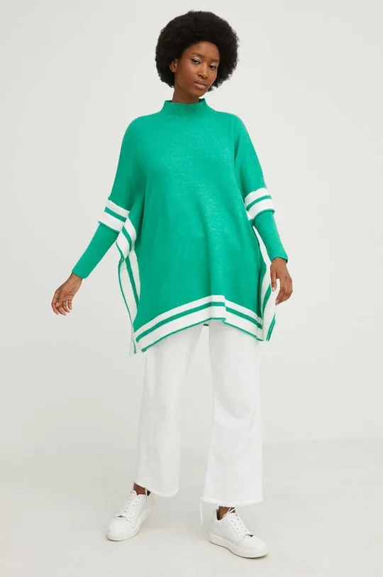Vlnený sveter Answear Lab zelená