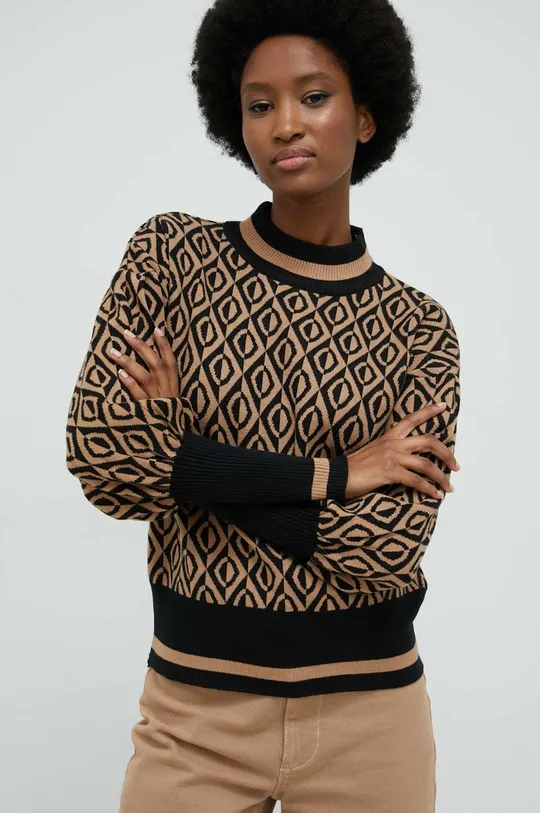 Answear Lab sweter z wełną brązowy