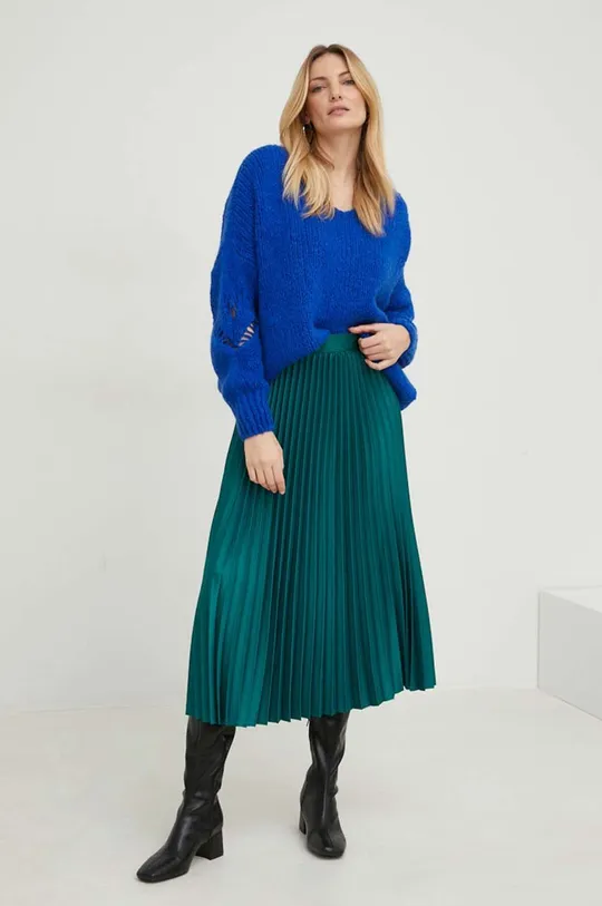 Answear Lab gyapjú pulóver kék