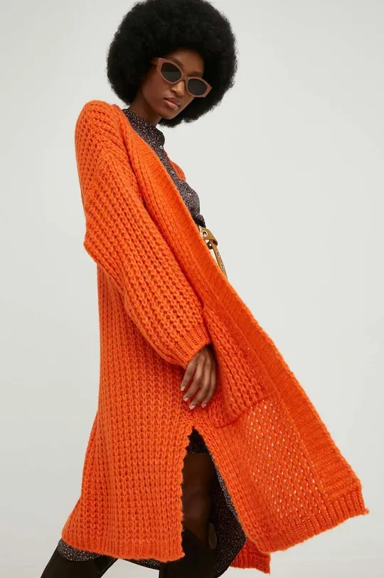 помаранчевий Кардиган з вовною Answear Lab Жіночий
