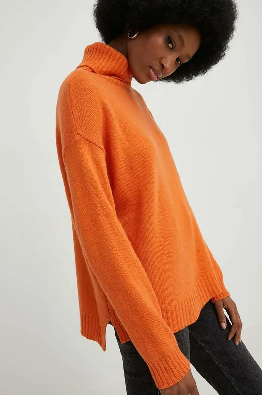 pomarańczowy Answear Lab sweter wełniany Damski
