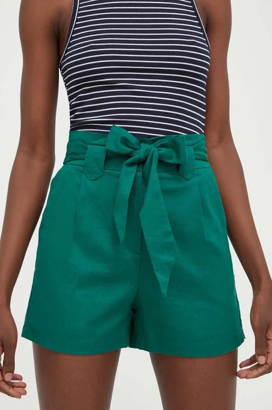 πράσινο Σορτς από λινό Answear Lab X limited collection BE SHERO Γυναικεία