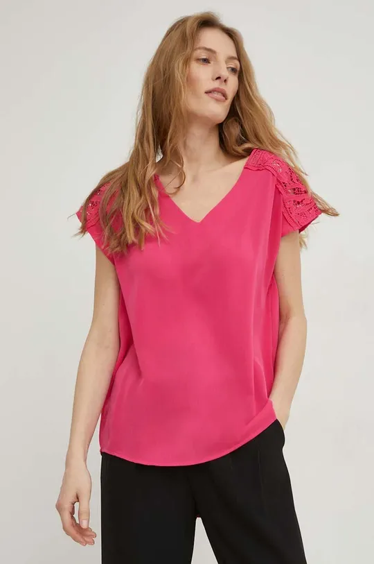 różowy Answear Lab bluzka X kolekcja limitowana SISTERHOOD Damski