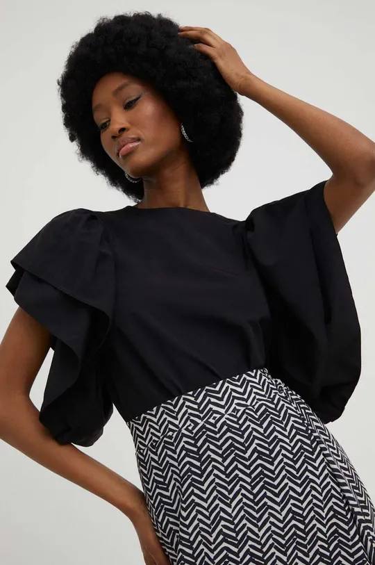 чорний Бавовняна блузка Answear Lab Жіночий
