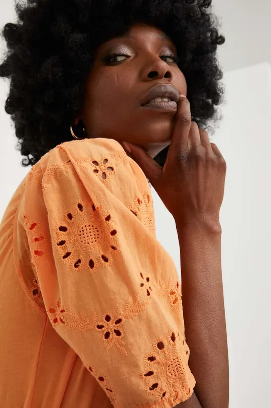 narancssárga Answear Lab pamut póló Női