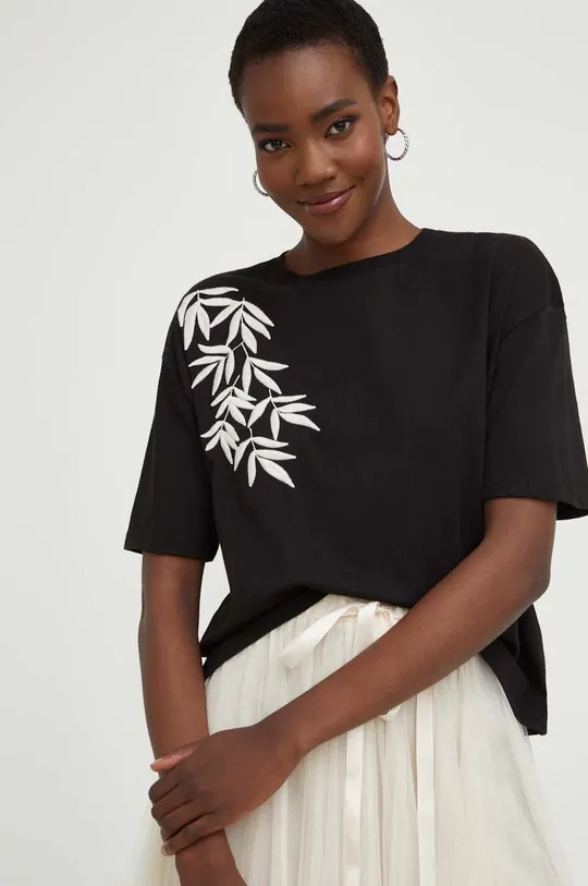 μαύρο Βαμβακερό μπλουζάκι Answear Lab Γυναικεία
