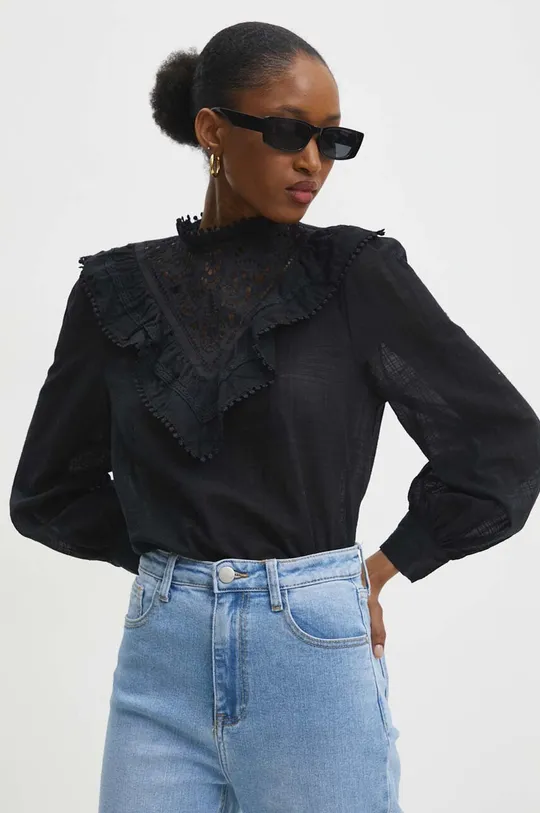 чорний Бавовняна блузка Answear Lab