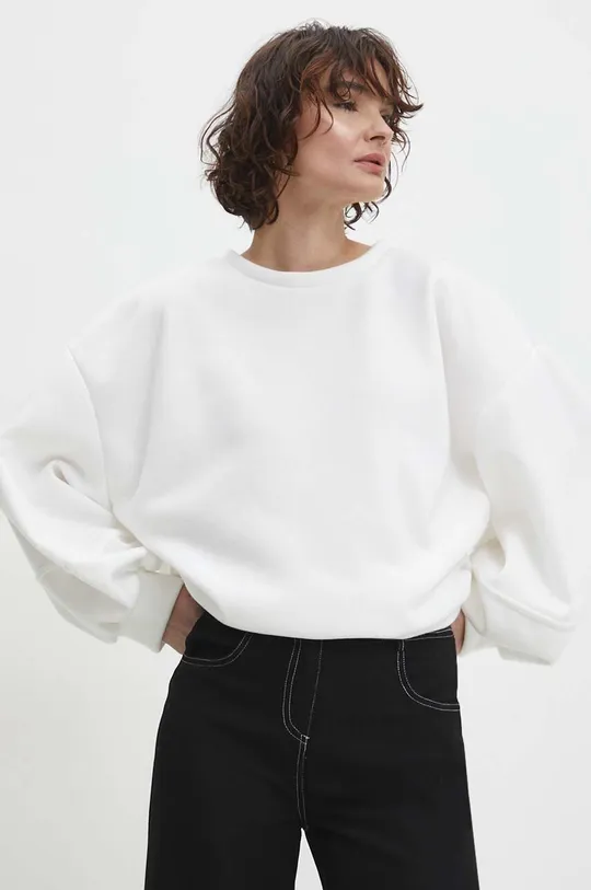 bela Bombažen pulover Answear Lab Ženski