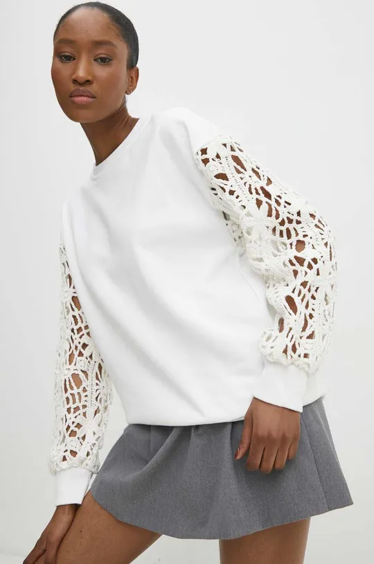 biały Answear Lab bluza bawełniana Damski