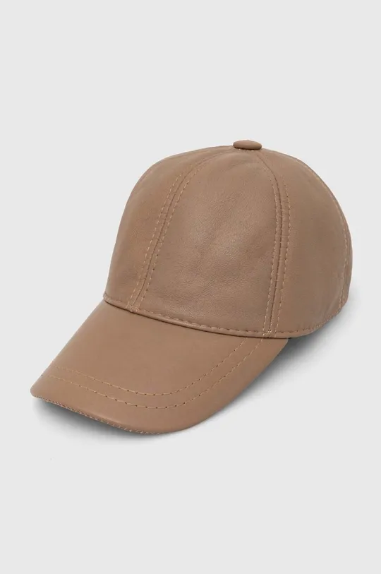Кожаная кепка Answear Lab коричневый
