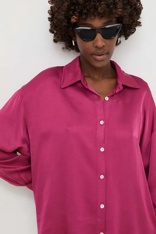różowy Answear Lab koszula z domieszką jedwabiu Damski