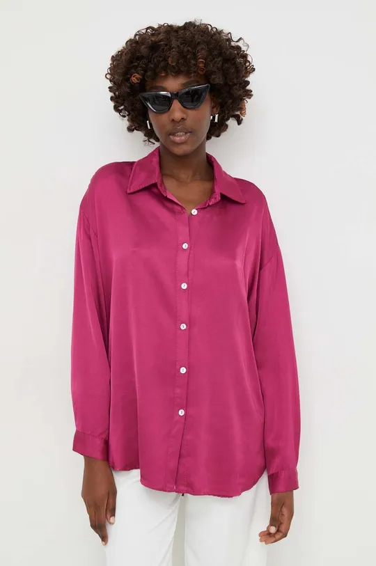 rózsaszín Answear Lab selyem keverék póló