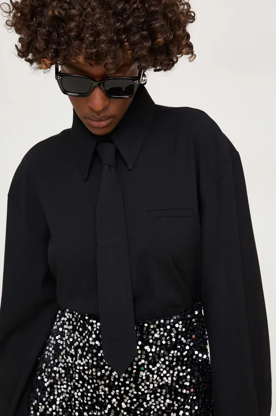 μαύρο Βαμβακερό πουκάμισο Answear Lab Γυναικεία