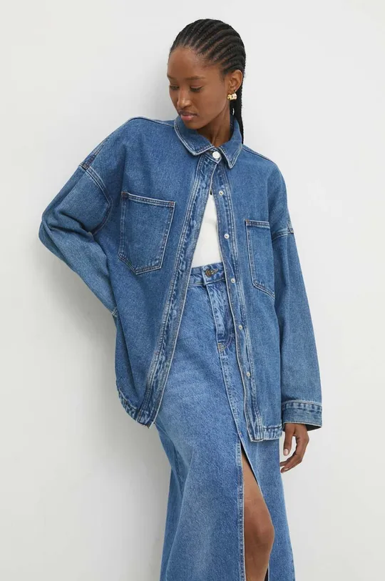 modra Jeans srajca Answear Lab