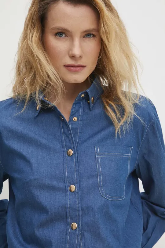 plava Pamučna košulja Answear Lab Ženski