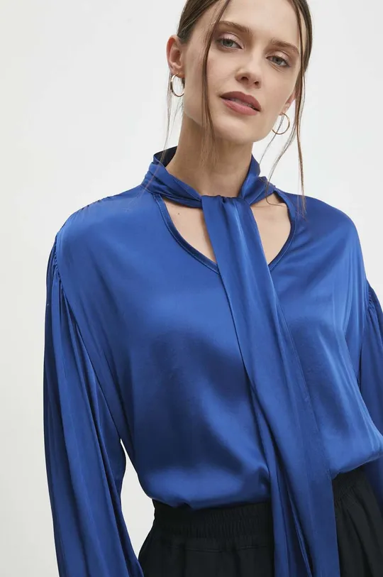 Блузка з шовком Answear Lab блакитний