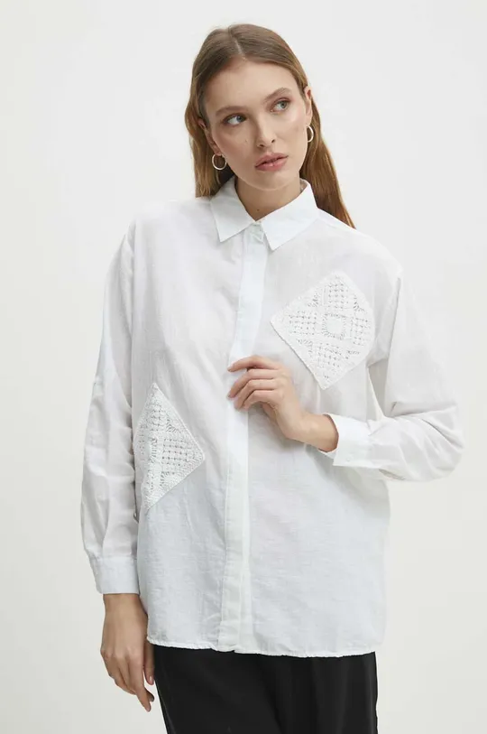 bijela Lanena košulja Answear Lab Ženski