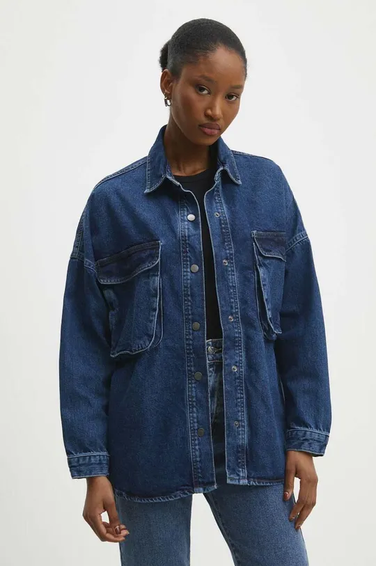 modra Jeans srajca Answear Lab Ženski