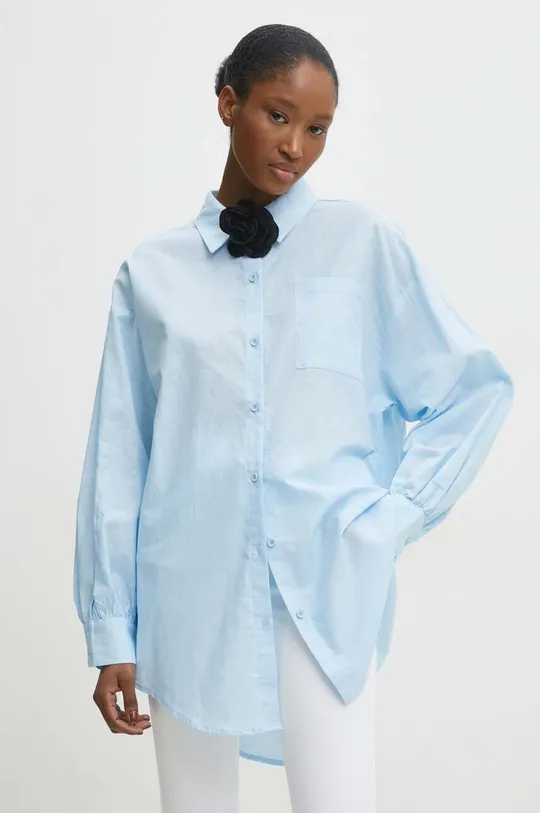 modra Lanena srajca Answear Lab Ženski