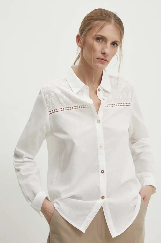λευκό Λινό πουκάμισο Answear Lab Γυναικεία