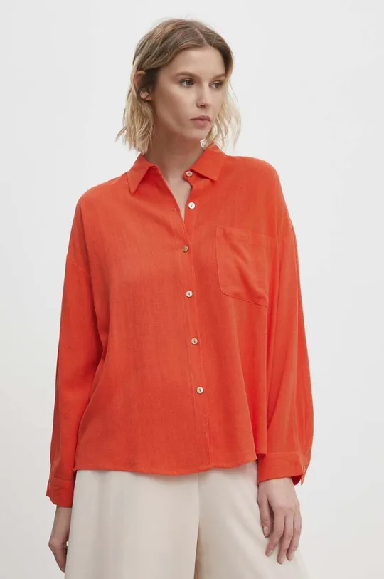 pomarańczowy Answear Lab koszula lniana Damski