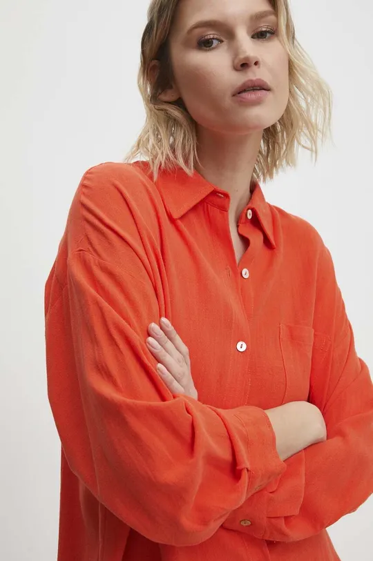 arancione Answear Lab camicia di lino