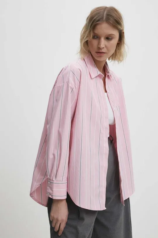 roza Pamučna košulja Answear Lab Ženski