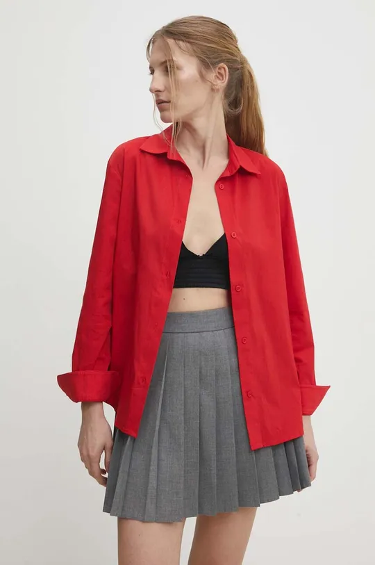 κόκκινο Βαμβακερό πουκάμισο Answear Lab Γυναικεία