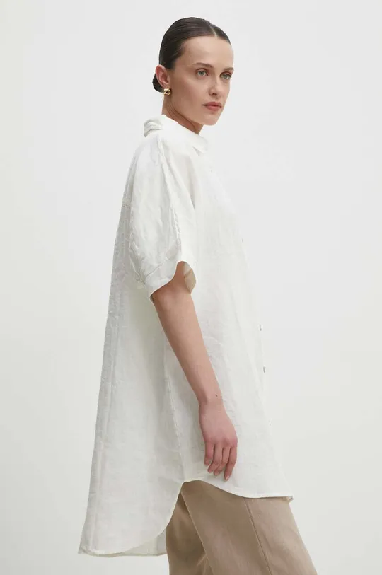 λευκό Πουκάμισο από λινό Answear Lab Γυναικεία