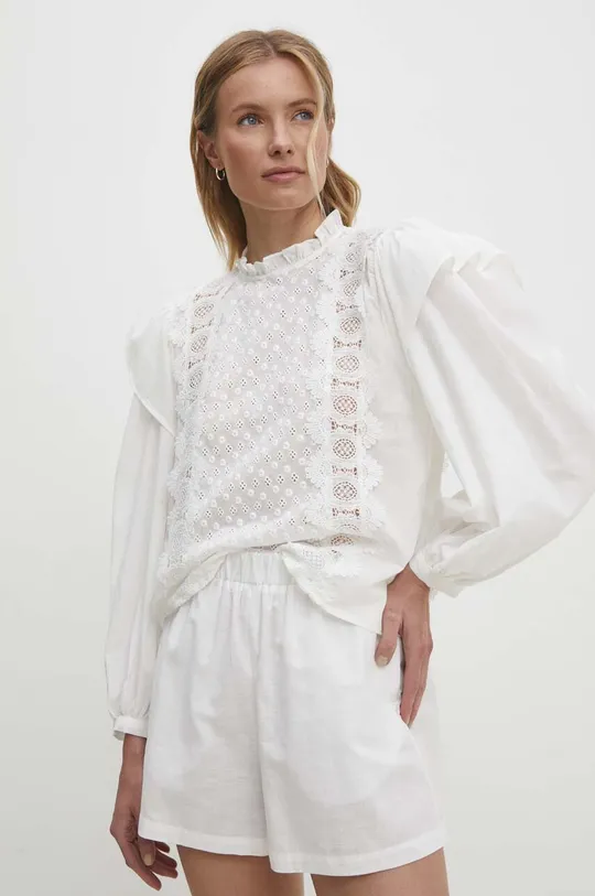 белый Хлопковая блузка Answear Lab Женский