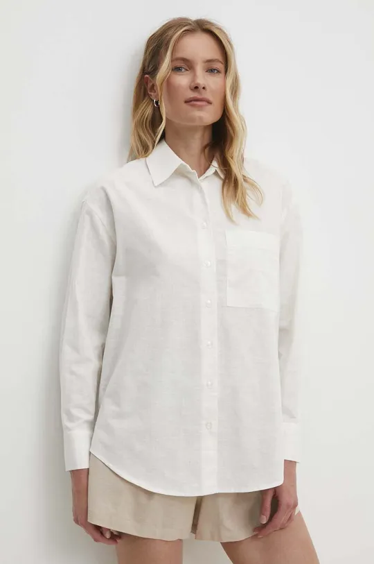 λευκό Λινό πουκάμισο Answear Lab Γυναικεία