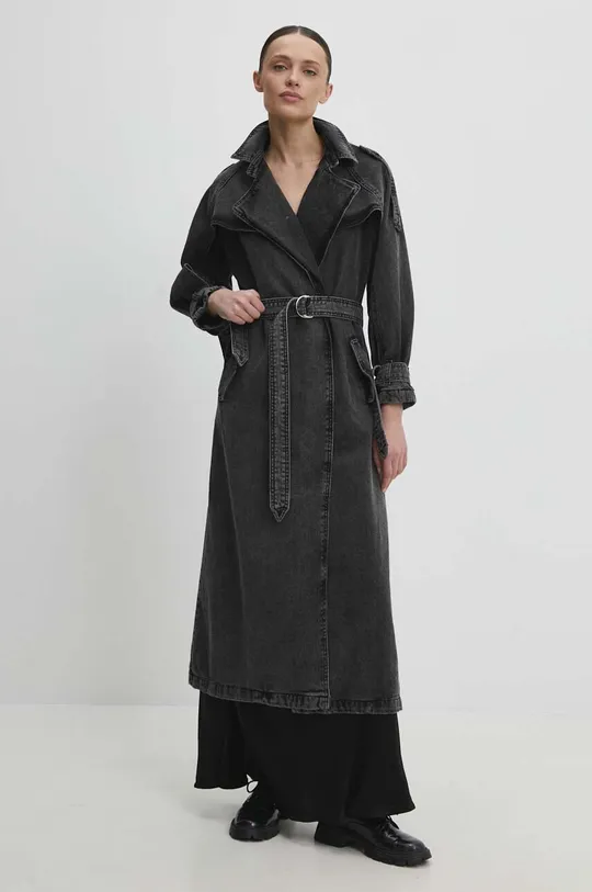 čierna Rifľový kabát Answear Lab