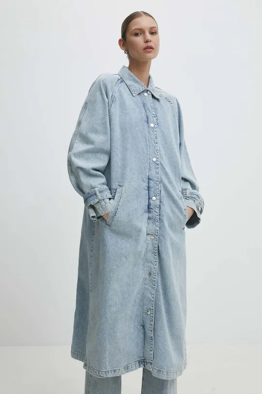modrá Rifľový kabát Answear Lab Dámsky