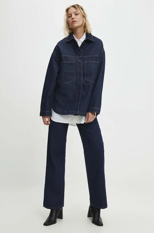 Jeans jakna Answear Lab mornarsko modra