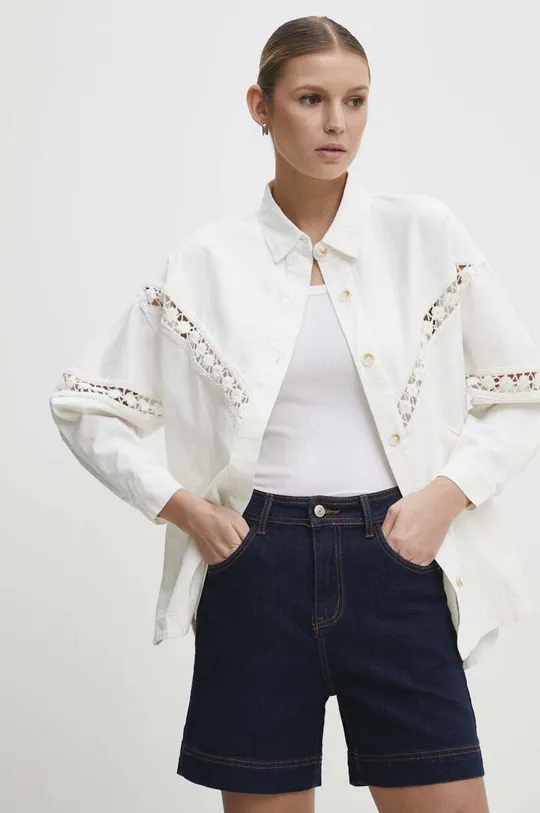 bijela Pamučna jakna Answear Lab Ženski