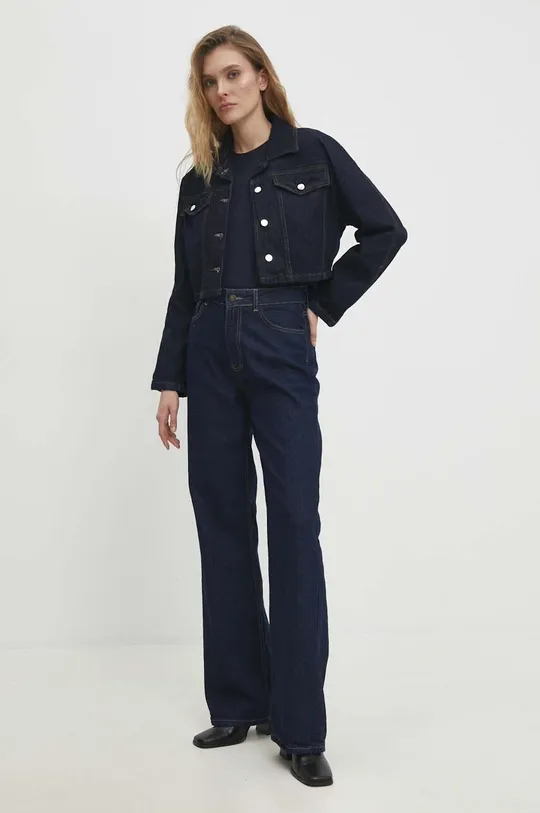 Jeans jakna Answear Lab mornarsko modra