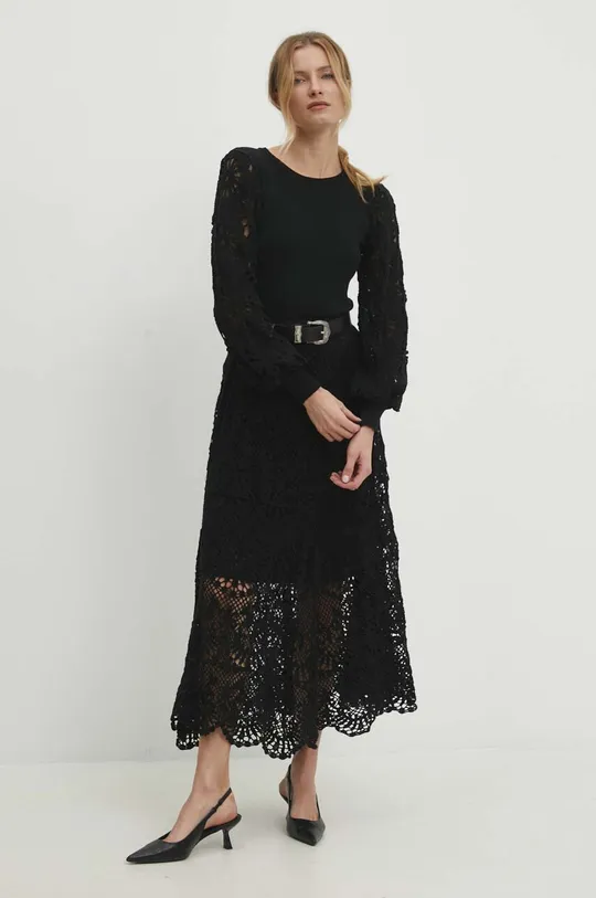 Βαμβακερή φούστα Answear Lab μαύρο