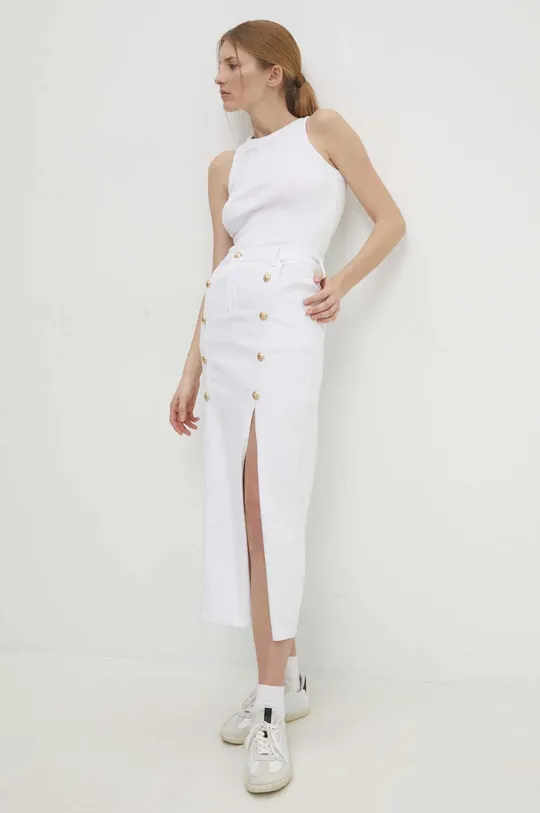 Rifľová sukňa Answear Lab biela