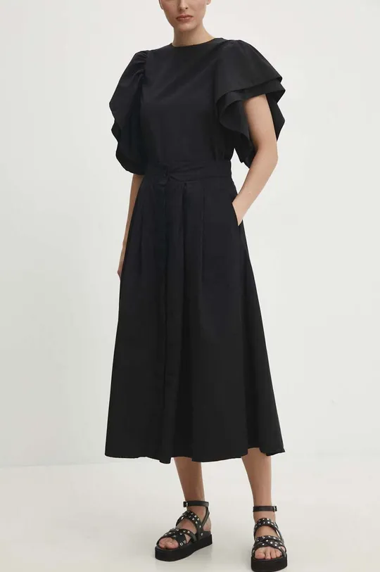 crna Pamučna suknja Answear Lab Ženski