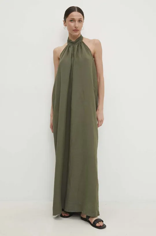 Ολόσωμη φόρμα με λινό Answear Lab πράσινο